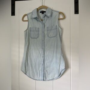 Fun & Flirt Blue Notched Collar Fitted Button Down Shirt